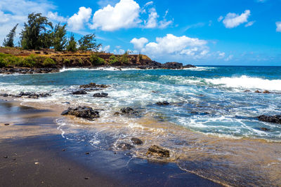 Scenic view of beach against sky