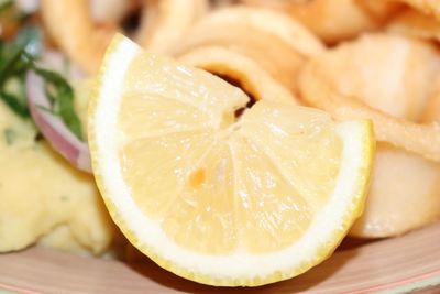 Close-up of lemon on table