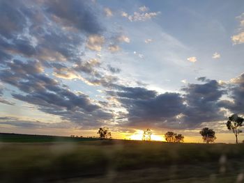 Scenic view of silhouette trees against sky during sunset