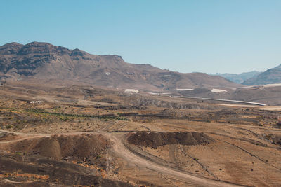 Scenic view of mountains against clear sky