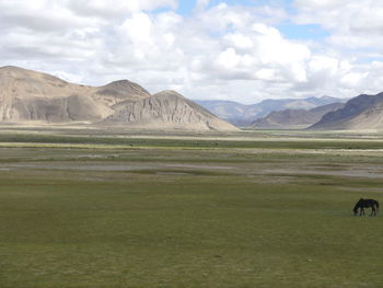 Scenic view of landscape against cloudy sky