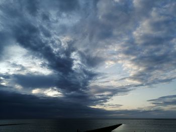 Scenic view of sea against dramatic sky