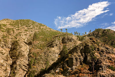 Low angle view of rock formation against sky