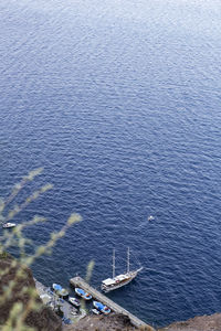 High angle view of sailboat in sea