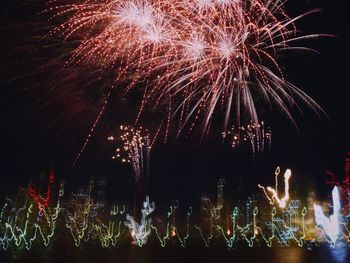 Firework display at night