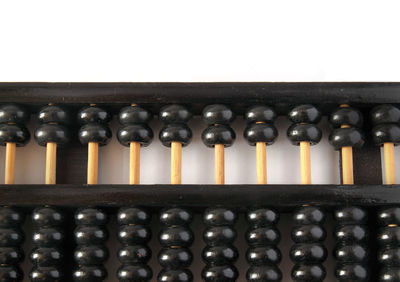 Close-up of coins on white background