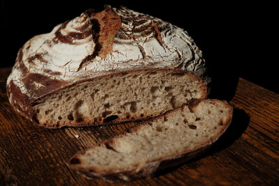 Close-up of bread on cutting board