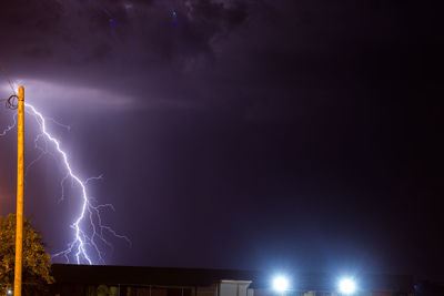 Low angle view of lightning in sky