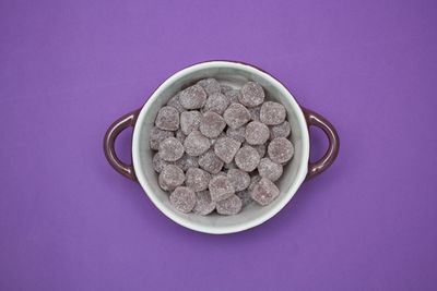 High angle view of ice cream on table