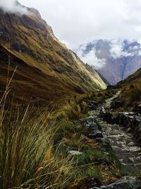 Scenic view of mountains against sky