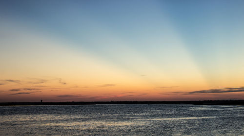 Scenic view of sea against sky at sunset