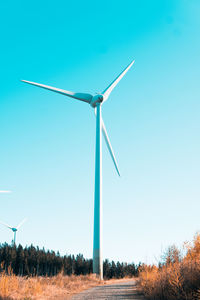 Low angle view of windmill against clear sky