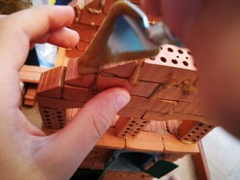 Close-up of hands working