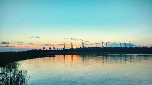 Scenic view of sea at sunset