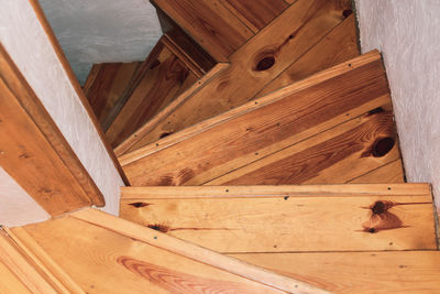 High angle view of wooden floor at home