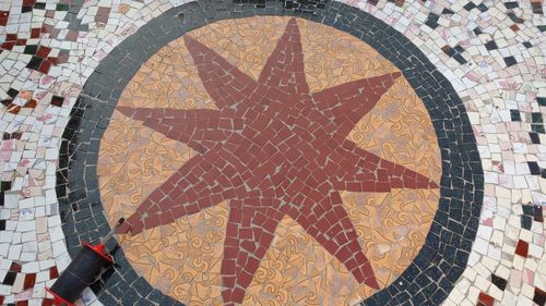 High angle view of paving stone