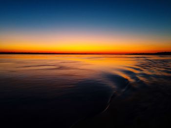 Scenic view of sea against sky at dusk