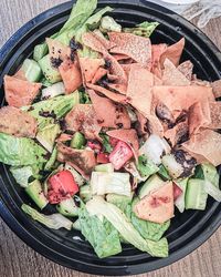 High angle view of vegetables in plate