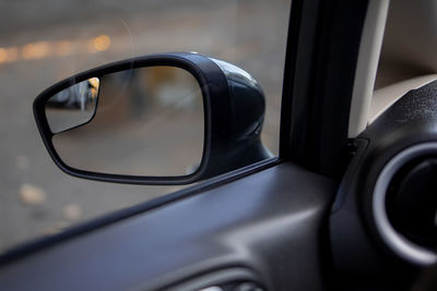 Close-up of side-view mirror