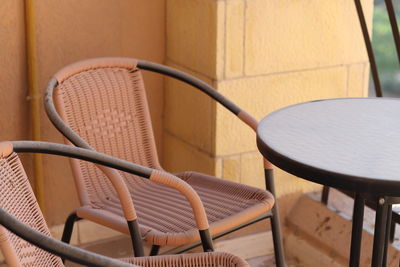 High angle view of empty seats on table