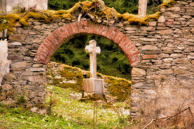 Close-up of old stone wall