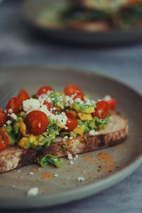 Close-up of breakfast served on table