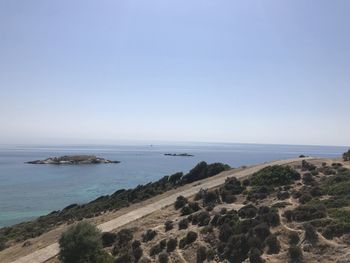 Scenic view of sea and clear sky