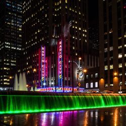 Illuminated city at night