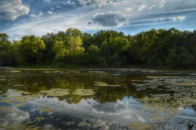 Scenic view of lake against sky