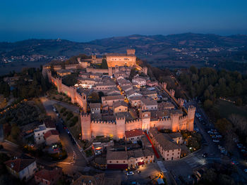 Aerial view of the medieval village of gradara in pesaro