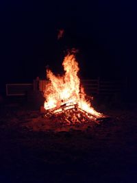 Close-up of illuminated fire at night