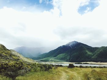 Scenic view of mountains against sky