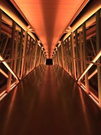 Illuminated corridor at night