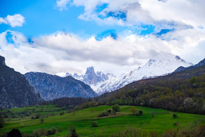 Scenic view of mountains against sky