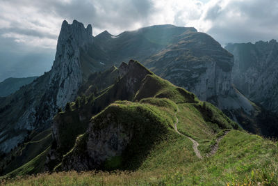 Scenic view of mountains against sky