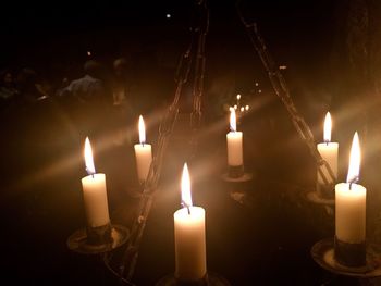 Close-up of illuminated candles