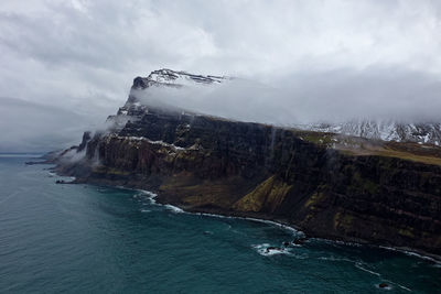 Scenic view of sea against sky during winter