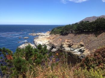 Scenic view of sea against clear sky