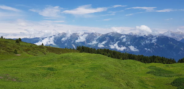 Scenic view of mountains against sky