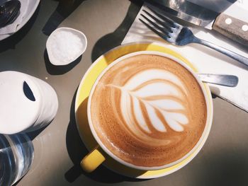 High angle view of coffee on table