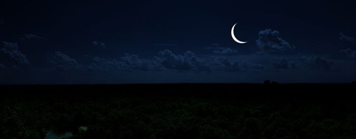 Scenic view of silhouette field against sky at night