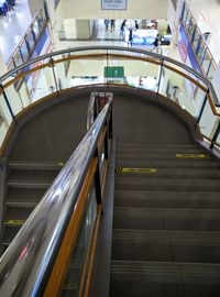 High angle view of escalator