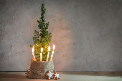 Close-up of christmas decorations on table