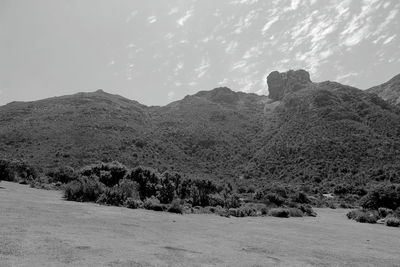 Scenic view of mountains against sky