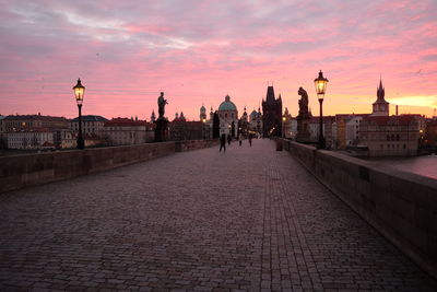 View of city at sunset