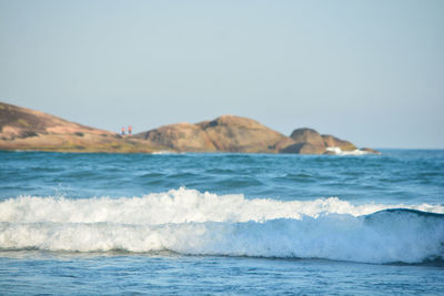 Scenic view of sea against clear sky