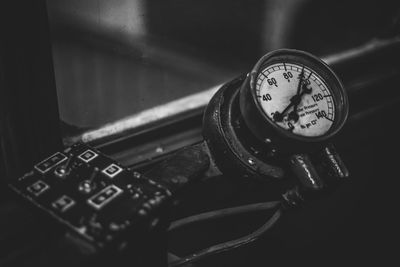 Close-up of clock on wall