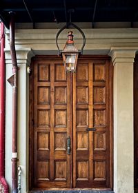 Entrance door with gas lamp