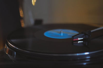 Close-up of turntable