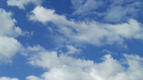 Low angle view of clouds in blue sky